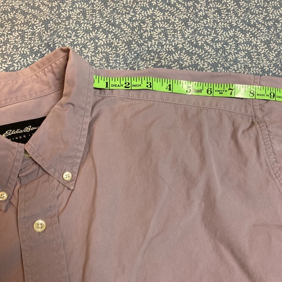 Eddie Bauer Mens 100% Cotton Short Sleeve Button Up Lavender Shirt XL Tall - Picture 4 of 8
